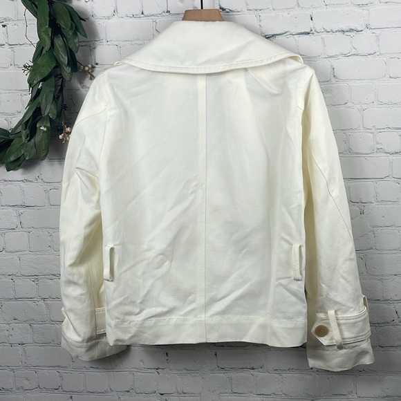 VINCE NWT Linen Cotton Double Breasted Lapel Twill Jacket Off-White size XS - Picture 3 of 10